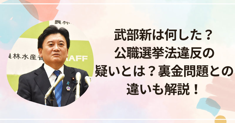 武部新は何した？公職選挙法違反の疑いとは？裏金問題との違いも解説！